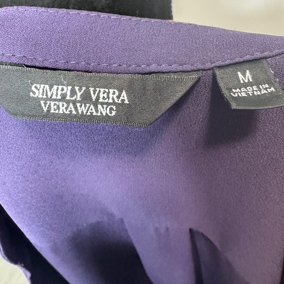 Simply Vera Vera Wang Roll Tab Sleeve Popover Blouse Plum - Picture 5 of 10